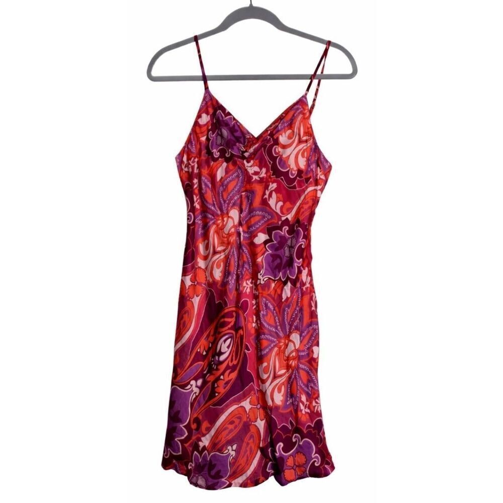 Intimissimi womens medium slip dress lingerie night gown paisley plum pink